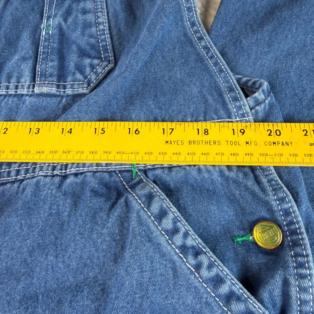 Liberty Mens Denim Bib Overalls Medium Wash Green Zipper P38402 38x32